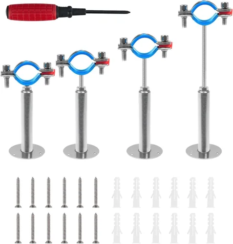 Miniatura 8 de 2 unidades de soportes de tubo para montaje en pared y en techo, de acero inoxidable 304, adecuados para tubos con diámetro exterior de 1-1/2