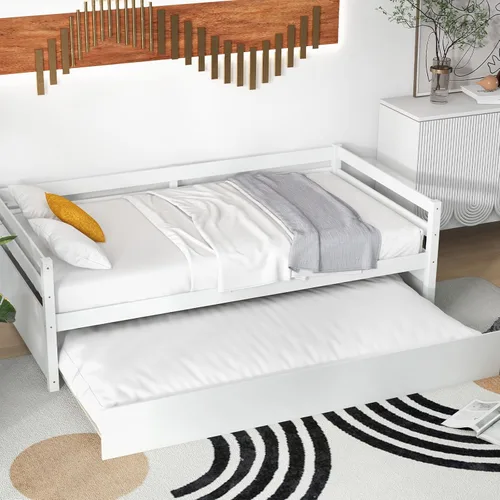 Miniatura 3 de KOMFOTT Cama individual con nido, marco de sofá cama de madera con nido, marco de sofá cama no necesita somier, cama nido tamaño individual