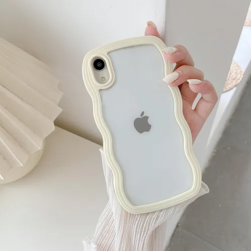 Miniatura 20 de QLTYPRI Funda compatible con iPhone 7/8/SE, bonita funda transparente con marco ondulado rizado para niñas y mujeres, funda protectora de TPU