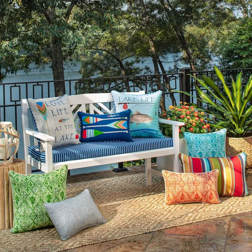 Miniatura 4 de Pillow Perfect Cojín de pesca Lake Life para exteriores/interiores, 18 x 18 pulgadas, color azul