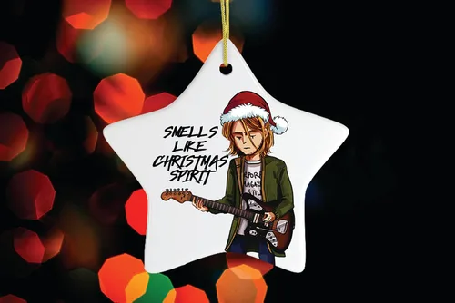 Miniatura 3 de Adornos navideños de moda con temática de cultura pop, películas y música - Huele a espíritu navideño Rock and Roll Adorno (Estrella)