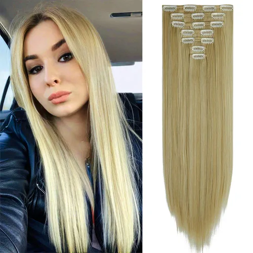 Miniatura 8 de OMGREAT Extensiones de cabello con clip, 4 piezas de 20 pulgadas, rizado de cabeza completa, extensiones de cabello sintético ondulado para mujer