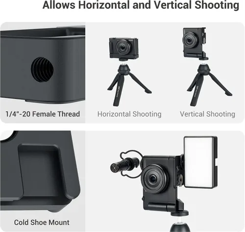 Miniatura 5 de ZV-1F ZV1F Soporte de extensión de agarre de metal para cámara con soporte de zapata fría para Sony ZV-1F ZV-1II (no para ZV-1), accesorio