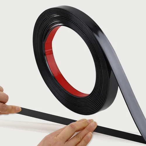 Tira flexible para despegar y pegar de color negro cepillado para pared, para espejo, piso, gabinete, techo, borde de azulejos (16.4 pies x 0.4