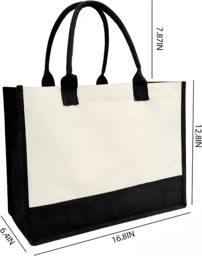 Miniatura 2 de Bolsa de lona personalizada con inicial para mujer, bolsa de playa con bolsillo interior con cremallera para bodas, cumpleaños, vacaciones