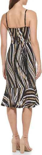 Miniatura 4 de GUESS Women's Sequin Mesh Midi WFlounced Hem