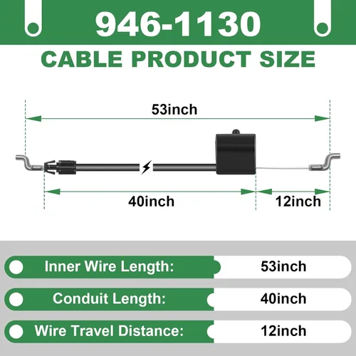 Miniatura 2 de Wadoy Cable de control 946-1130 compatible con MTD, Troy Bilt, Craftsman cortacésped de repuesto para 746-1130 cable de zona de motor 12av565q711