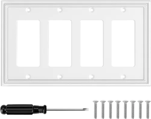 Placa Decorativa de Pared Moderna Blanca para Interruptor de Luz, Cubiertas de Enchufes Decorativos, Placas de Interruptor Basculante, Material de