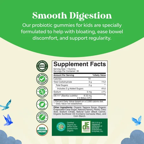 Miniatura 7 de Gomitas probióticas para niños con refuerzo inmunológico, Bacillus Subtilis, probiótico para niños, malestar estomacal, limpieza corporal
