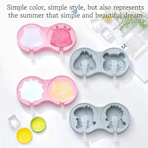 Miniatura 4 de AuraGlor Juego de 2 moldes para hacer paletas, moldes para helados, moldes para hacer helados, accesorios de cocina, fácil liberación, leche