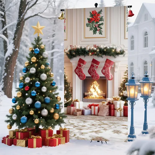 Miniatura 6 de Cubierta de Puerta de Navidad Papá Noel Muñeco de Nieve Árbol de Navidad Corona Pancarta Decoración de Vacaciones de Invierno para Puerta Principal