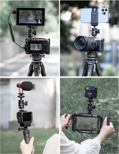 Miniatura 7 de ULANZI H28 - Cabezal de trípode panorámico con doble zapata caliente y adaptador de montaje de cámara DSLR, accesorios de fijación de fotografía
