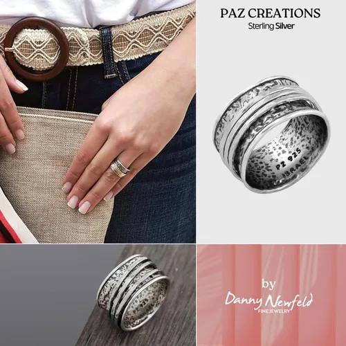 Miniatura 4 de Paz Creations - Anillos giratorios de plata de ley, anillos giratorios bohemios, anillo de meditación hecho a mano