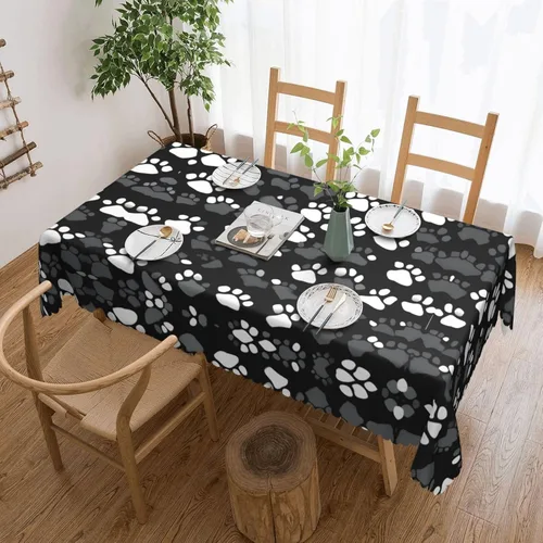 Miniatura 18 de Mantel rectangular de encaje de poliéster con lunares negros, 54 x 72 pulgadas, resistente a las arrugas, lavable, mantel grueso