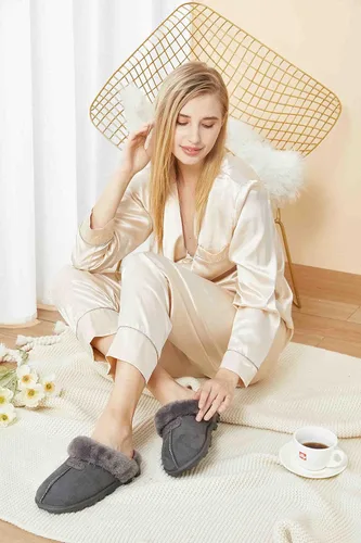 Miniatura 2 de CLPP'LI Pantuflas cómodas de gamuza esponjosa para mujer, de piel sintética, cálidas, para invierno