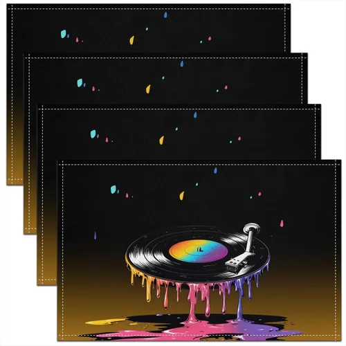 Miniatura 43 de jejeloiu Juego de 4 manteles individuales decorativos de hongos de 18 x 12 pulgadas, manteles individuales de mesa con diseño de hongos de dibujos