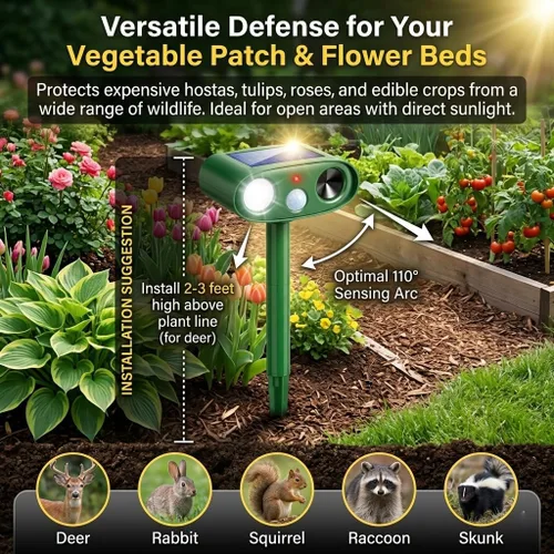 Miniatura 5 de 2026 4Pack Sonic Fortress Pro Deer Repellent Outdoor Solar Ultrasonic Animal Repellent with Motion Sensor&Flash Light, IP65 Waterproof Squirrel