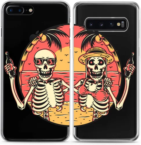 Miniatura 4 de Fundas a juego para parejas compatibles con iPhone 14 13 Pro Max 12 Mini 11 Xs 6s 8 Plus 7 Xr 10 SE 5 Clear Funny Pair Skeleton Cover Colorido