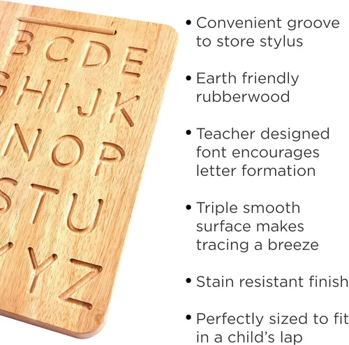 Miniatura 2 de Tablero de trazaso del alfabeto Montessori& Me, hecho de madera, letras de Montessori - Letras de madera - letras grandes para niños pequeños a