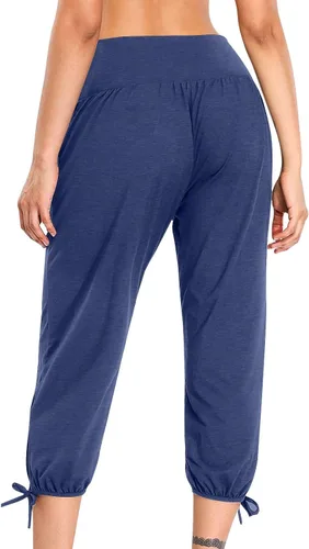 Miniatura 151 de Pantalones capri para mujer, estilo casual, de verano, elásticos, de cintura alta, pantalones de yoga, ajuste atlético, pantalones deportivos