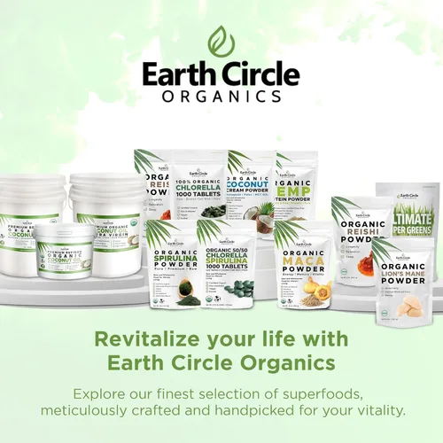Miniatura 7 de Earth Circle Organics Espirulina en polvo, Kosher, cruda y no irradiada Proteína vegana pura Superalimento energético premium, alto
