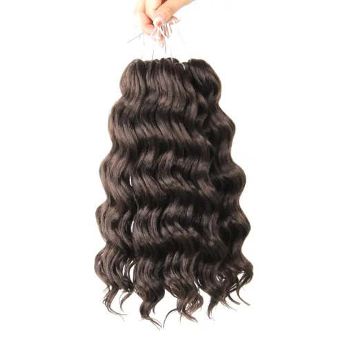 Miniatura 24 de Pelo de onda marina con trenzas de ganchillo, 6 pulgadas, 8 paquetes, trenzas rizadas suaves y profundas, extensiones de pelo sintético ondulado