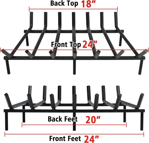 Miniatura 5 de SINGLYFIRE - Soporte para chimenea de 24 pulgadas, rejilla para hoguera, acero sólido, barra de 3/4 pulgadas, soporte para estufa de leña de hierro