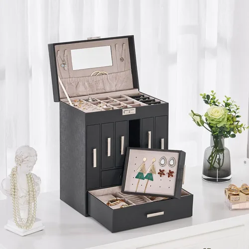 Miniatura 6 de ANWBROAD Jewelry Box Jewelry Organizer Box Large Jewlrey Boxes Gift for Women Jewelry Holder with Drawer for Necklace Earring Ring Bracelet Watches