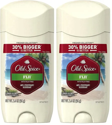 Old Spice Desodorante, Antitranspirante, Aroma Fiji | Colección Fresher | Para Hombre | 3.4 Oz | Paquete de 2