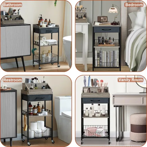 Miniatura 7 de Organizador de Carrito de Maquillaje Grande, Organizador de Belleza 2 en 1 con Ruedas y Soporte para Herramientas de Cabello, Soporte de Maquillaje