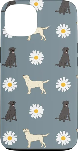 Miniatura 7 de Labrador Retriever y Daisy Flower Pattern - Carcasa para iPhone 17, color azul polvoriento
