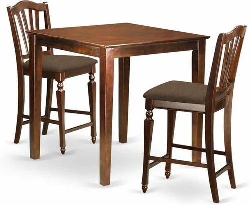 Miniatura 7 de East West Furniture VNCH5-MAH-W - Juego de comedor de 5 piezas de altura de mostrador, incluye una mesa de cocina cuadrada y 4 sillas de comedor, 36