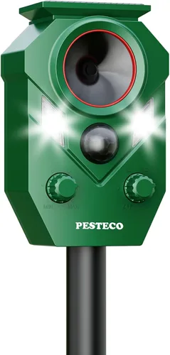 Repelente solar de animales al aire libre, repelente ultrasónico de gatos al aire libre, repelente de ciervos impermeable IP65, disuasorio de