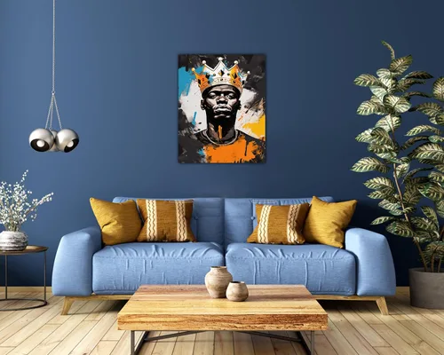 Miniatura 232 de Arte de pared afroamericano, decoración de rey y reina bailarín negro para sala de estar, arte de pareja de amor negro para dormitorio, lienzo