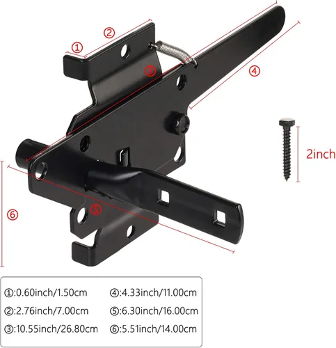 Miniatura 7 de JIAHOO Pestillo de puerta de montaje en poste para valla de madera, hardware de cierre automático resistente para puerta de piscina/jardín