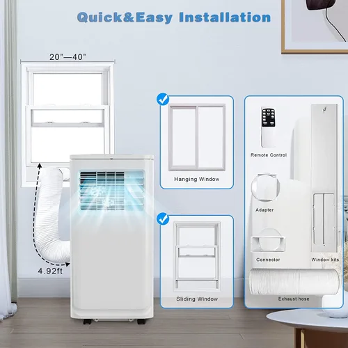 Miniatura 5 de OFIKA Aire acondicionado portátil para interiores de 8000 BTU, unidad de CA portátil para habitaciones de hasta 350 pies cuadrados, aire