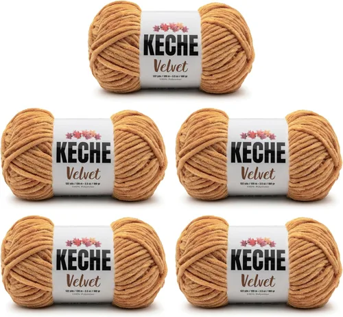 Miniatura 147 de Keche Hilo de terciopelo para ganchillo, manta de felpilla suave, voluminosa, hilo amigurumi, 3.53 oz (132 yardas), color azul bebé