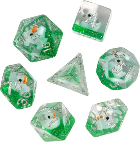 Miniatura 22 de Cusdie Dados DND de 7 troqueles, juego de dados poliédricos rellenos de animales, para juegos de rol, dados D&D (perro gris)