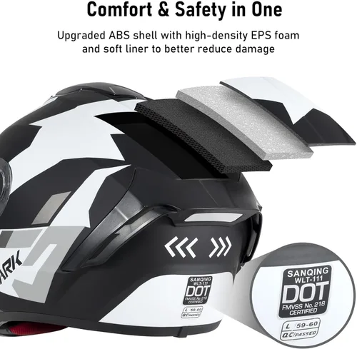 Miniatura 7 de Casco integral para motocicleta aprobado por DOT para adultos, ligero con ventilación, equipo de conducción para todas las estaciones, forro