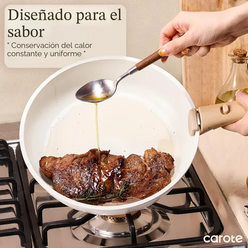 Miniatura 6 de CAROTE Juego de 19 piezas de ollas y sartenes antiadherentes, juego de utensilios de cocina con mango desmontable, ollas y sartenes de cocina