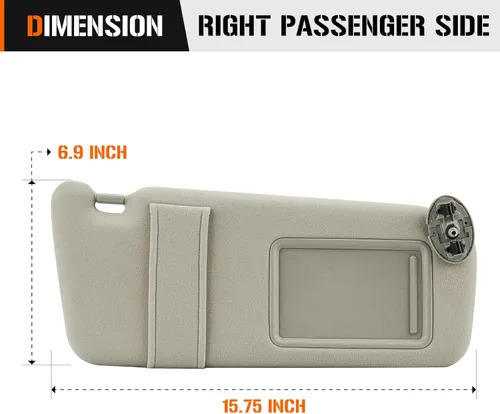 Miniatura 6 de Visera solar para Toyota Camry 2007-2011 sin quemacocos, reemplazo de visera beige para el lado derecho del pasajero 74310-06750-E0