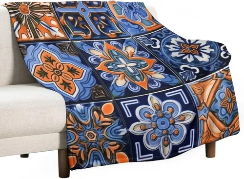 Miniatura 41 de Manta bohemia mexicana retro a rayas multicolor, manta bohemia étnica cálida de 30 x 40 pulgadas, suave manta de felpa mullida y acogedora manta