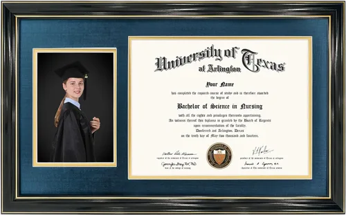 Miniatura 21 de GraduationMall Marco de fotos y diploma negro de 11 x 19 pulgadas para certificado de 8.5 x 11, imagen de 5 x 7, vidrio templado, paspartú doble