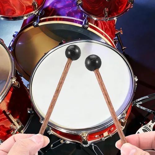 Miniatura 6 de 4 mazos pequeños de tambor de lengua de acero, mazos de tambor de goma negra de 5.9 pulgadas para xilófono, instrumentos musicales, mazo, mango