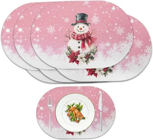 Miniatura 28 de Ghost Placemats Set of 2 Wipeable Faux Leather 12X18 Inch Waterproof Non-Slip Mats Spooky Table Decor Heat Resistant for Scary Dinner Party Fantasma