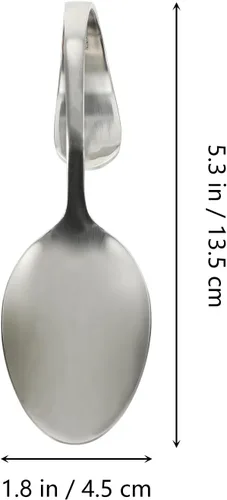 Miniatura 2 de Hemoton Juego de 6 cucharas de mango curvado, utensilios de cocina doblados de acero inoxidable de 5.31 pulgadas para ensalada buffet