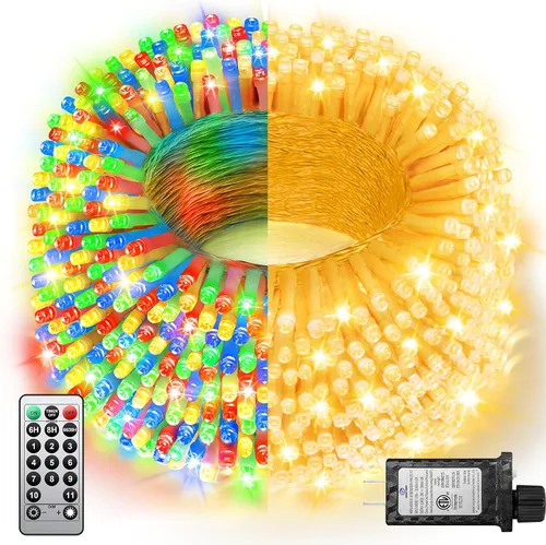 Miniatura 11 de 380 luces LED de Navidad de 125 pies, guirnalda de luces para exteriores, impermeables, temporizador y memoria, 8 modos regulables, para árbol