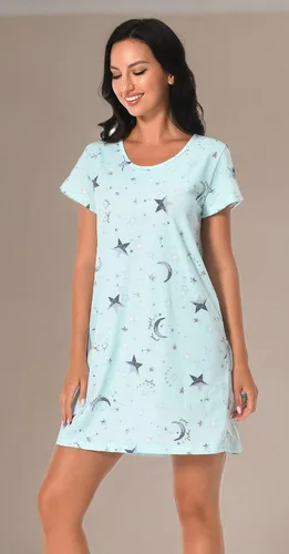 Miniatura 6 de Paquete de 3 camisones para mujer, de algodón suave, manga corta, camisas de noche con estampado para dormir