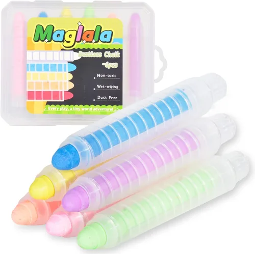 6 bolígrafos de tiza sin polvo, no tóxicos, lavables, de colores, para niños, lavables en húmedo, ideales para arte al aire libre y dibujo de pizarra