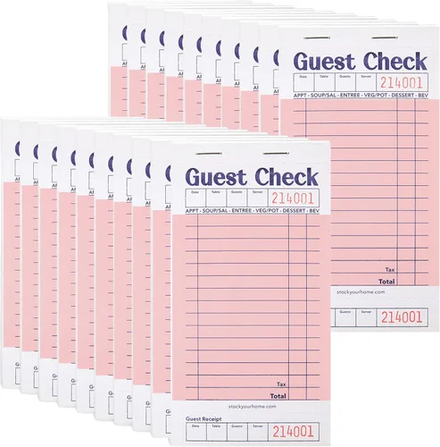 Miniatura 12 de Stock Your Home Libros azules de cheques de invitados para servidores (paquete de 20) bloc de notas de servidor, cuaderno de cheques de camarero